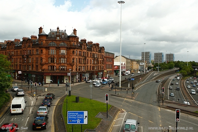 View at St. George Mansions from footbridge over M8